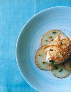 Macerated peaches with whipped lemon cream
