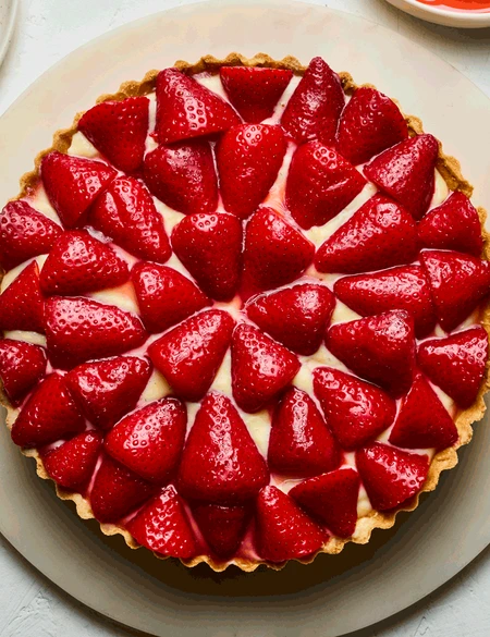 Macerated strawberry custard tart