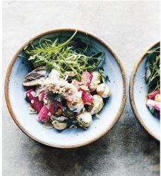 Mackerel & rhubarb potato salad
