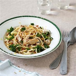 Mackerel, kale, lemon and caper spaghetti