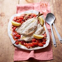 Mackerel, tomatoes and olives