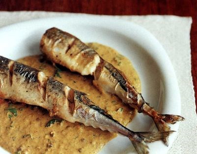 Mackerel with Indian spices, lime and dhal