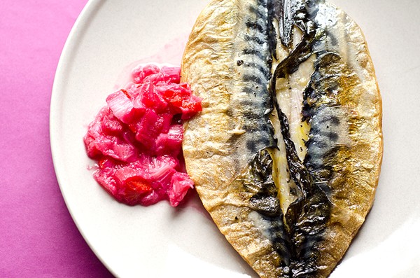 Mackerel with rhubarb and chilli