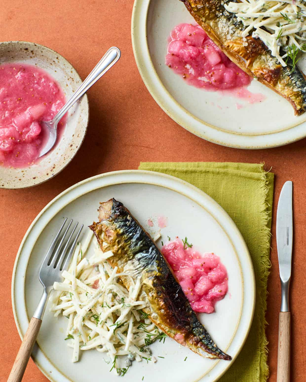 Mackerel with rhubarb sauce and remoulade