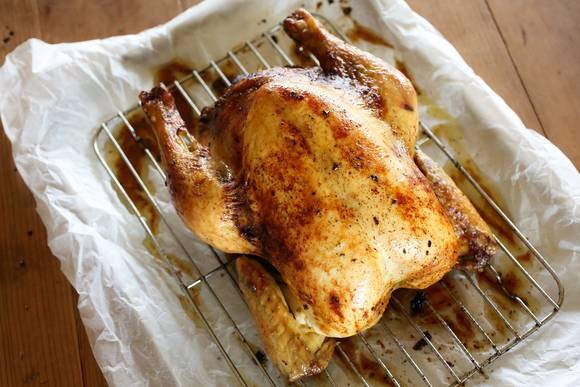 Maggie's perfect roast chicken with hazelnut and herb stuffing
