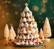 Magical meringue tree with winter berry compote