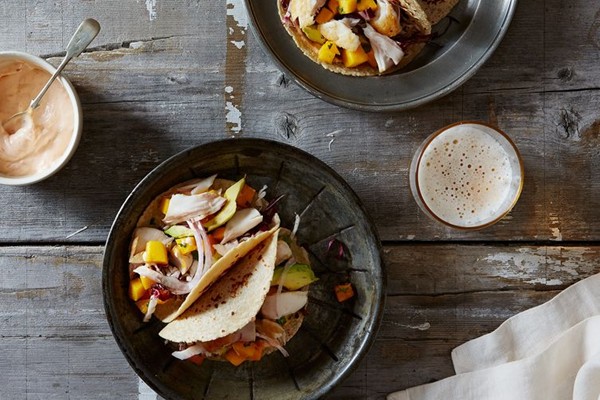 Mahi mahi and avocado tacos with mango-cilantro salsa