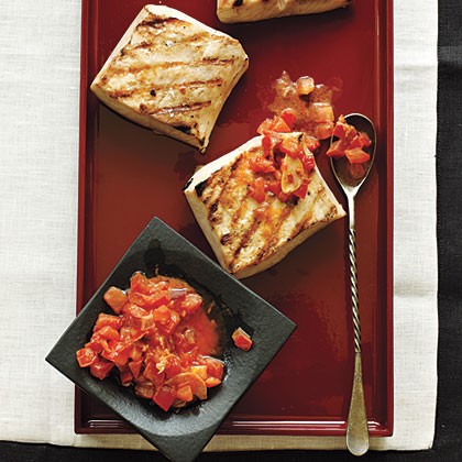 Mahimahi with bacon-tomato butter