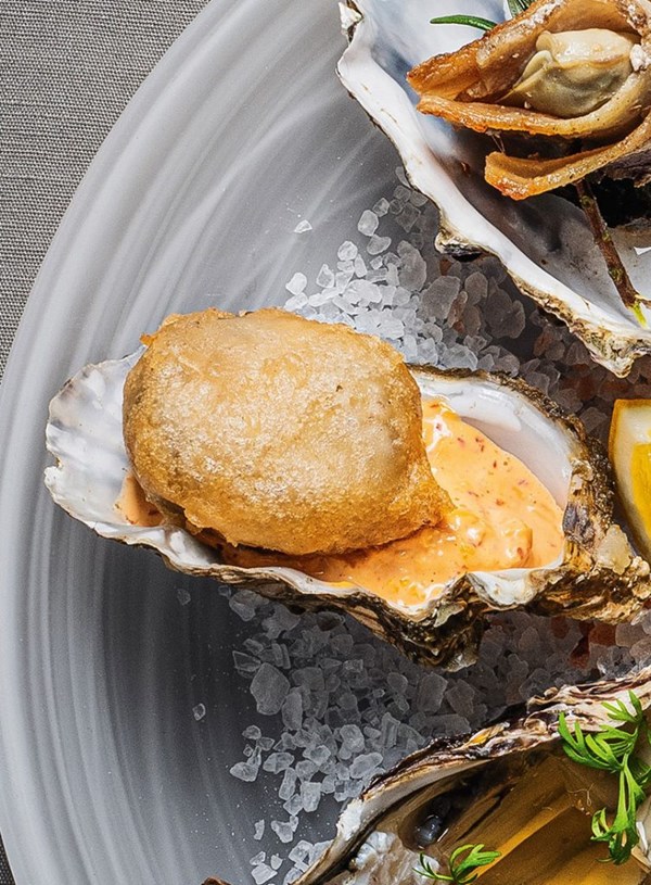 Mahurangi oysters in kombucha batter with kimchi mayo