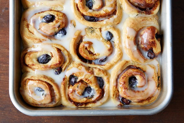 Make-ahead Alaska blueberry, lemon, and thyme cinnamon rolls