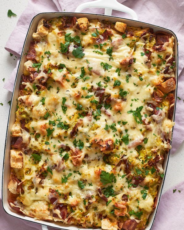 Make-ahead bacon & leek casserole
