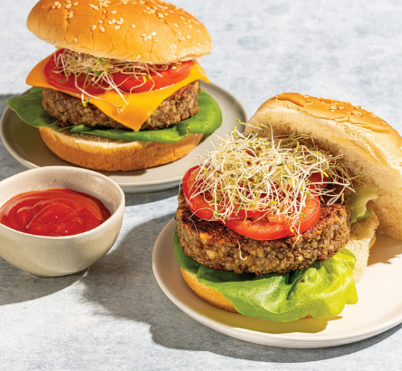 Make-ahead lentil and mushroom burgers
