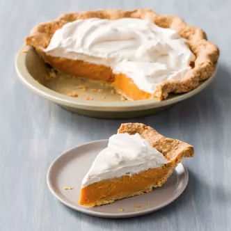Make-ahead pumpkin pie with maple-cinnamon whipped cream