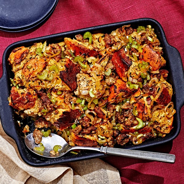 Makeahead sausage and caramelized onion stuffing recipe Eat Your Books