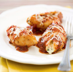 Make-ahead stuffed shells with Amatriciana sauce