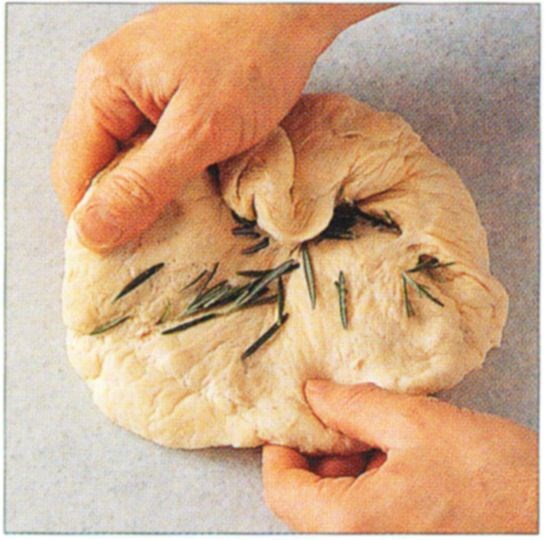 Making fresh rosemary focaccia