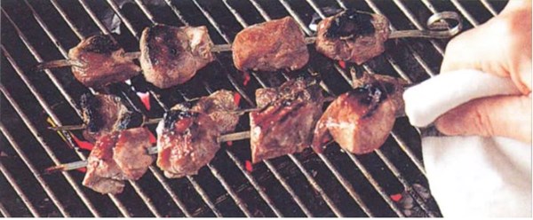 Making lamb kebabs