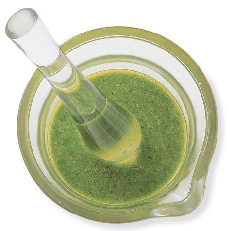 Making pesto by hand