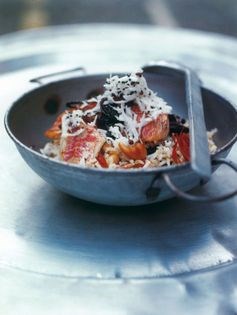 Malabar fish pilaff with raisins, cardamom, pepper and mace