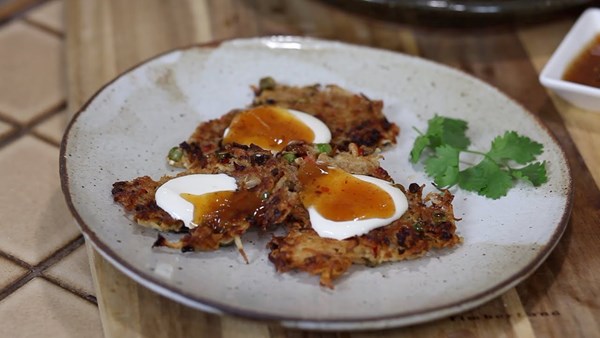 Malanga masala latkes