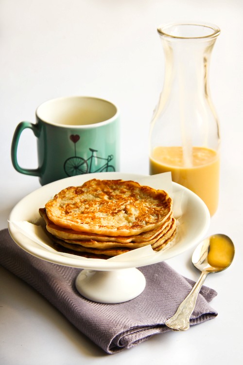 Malaysian banana pancakes with lemon coconut curd