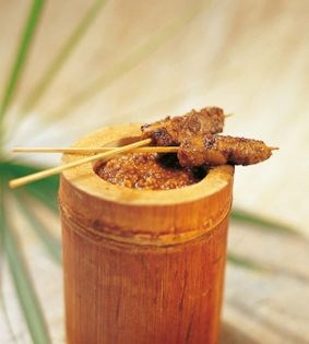 Malaysian beef satays with spicy peanut sauce