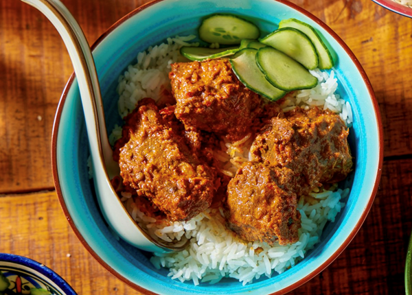 Malaysian beef stew with toasted coconut and lemon grass (Beef rendang)