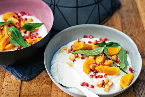 Maldivian coconut custard with persimmon