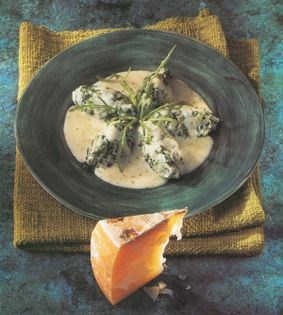 Malfattini of ricotta & arugula with pecorino & white truffle oil sauce