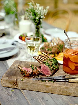 Malone lamb racks with potatoes and quince in cider vinegar