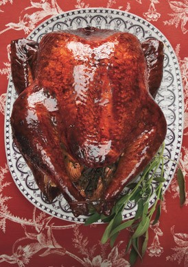 Malt-beer-brined turkey with malt glaze