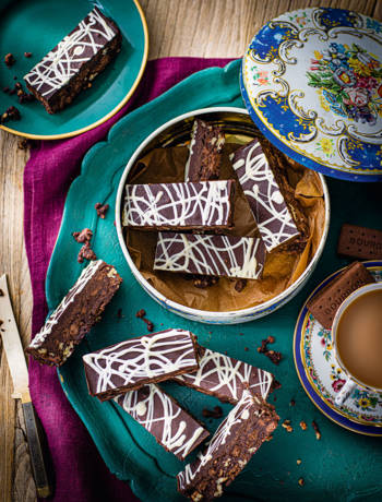 Malted chocolate refrigerator cake bars