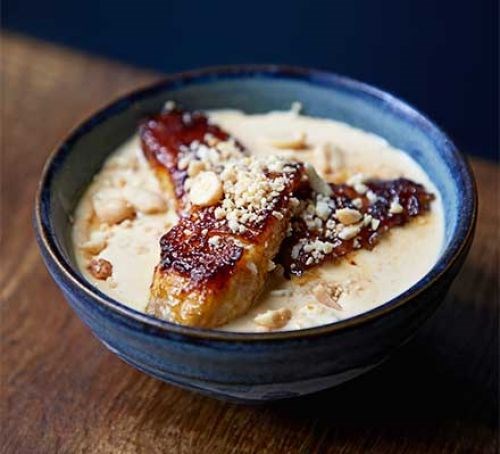 Malted kulfi with caramel bananas