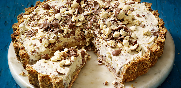 Malted milk and caramel ice-cream pie