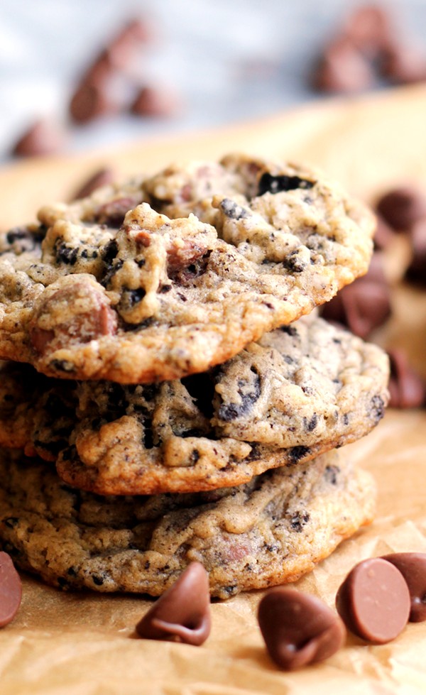 Malted milk chocolate cookies and cream cookies