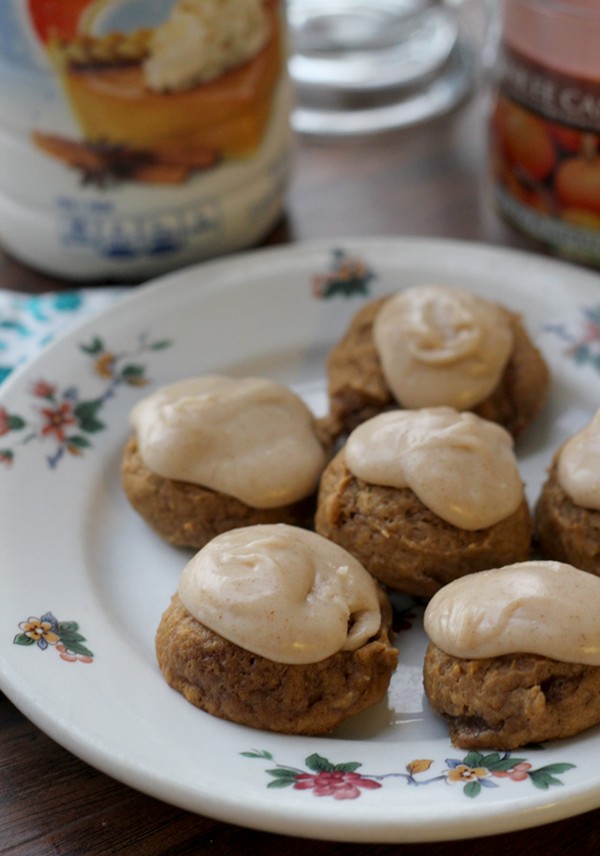 Malted pumpkin cookies with brown butter frosting
