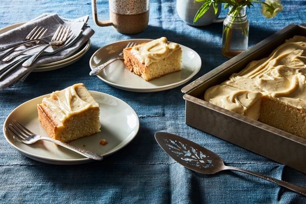 Malted white chocolate sheet cake 