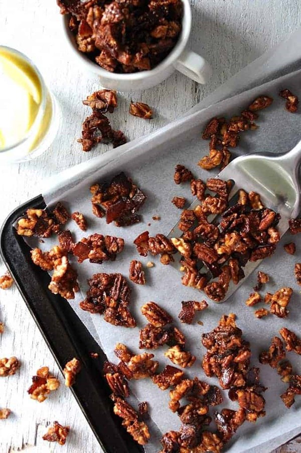 Man candy: candied bacon and nuts