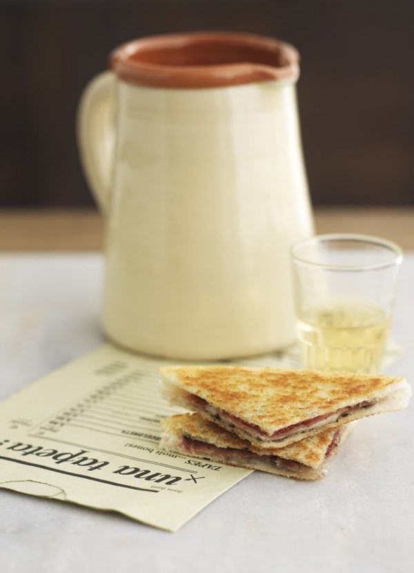 Manchego cheese, serrano ham and truffle sandwiches