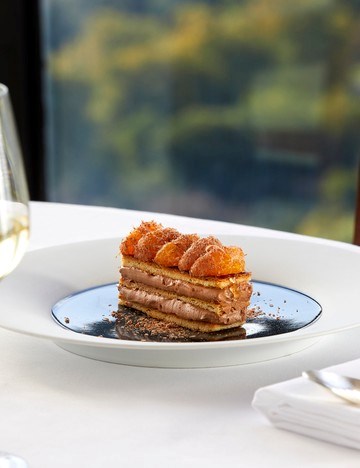 Mandarin, chocolate and hazelnut millefeuille