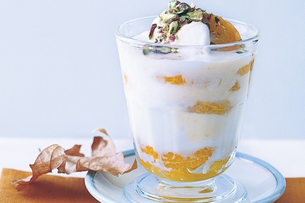 Mandarins with orange cardamom custard