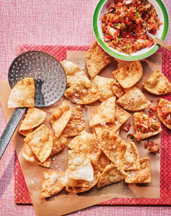 Mandu crisps and kimchi salsa