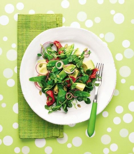 Mangetout and avocado salad