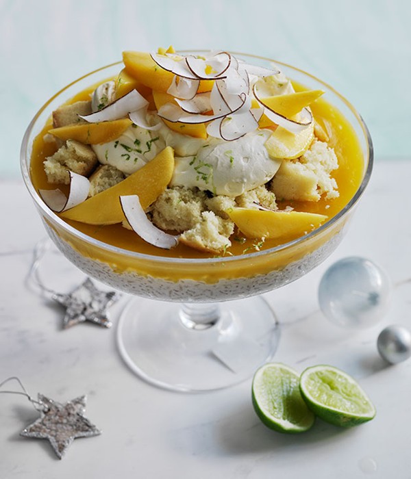 Mango and coconut trifle