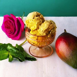 Mango and mint ice cream