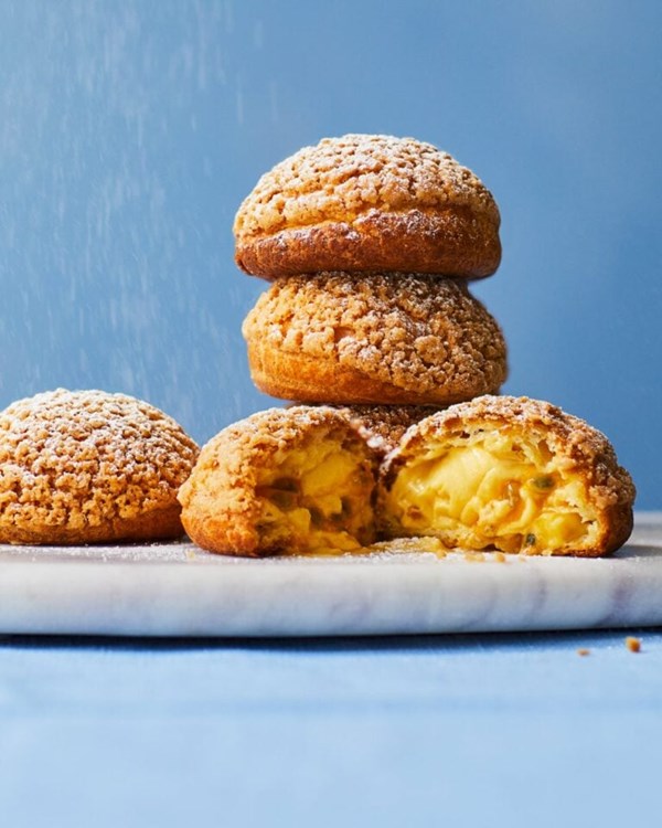 Mango and passion fruit choux buns 