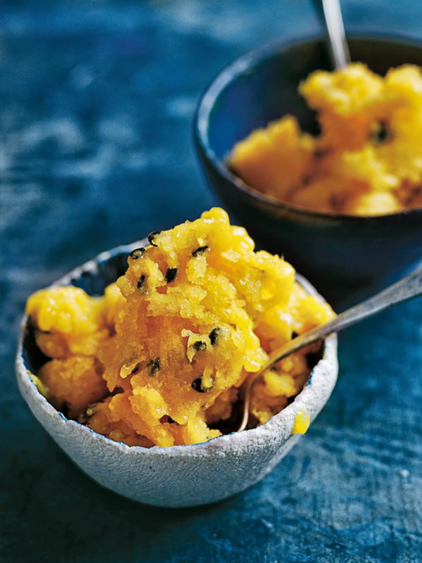 Mango and passionfruit granita