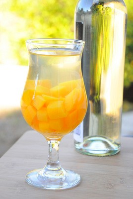 Mango and peach white wine sangria
