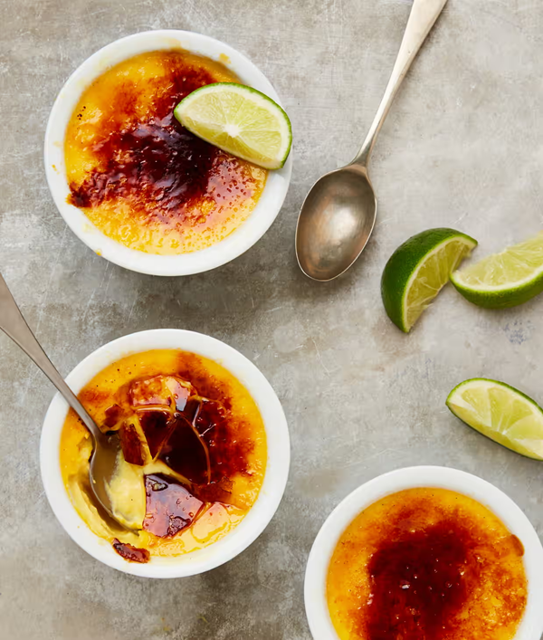 Mango and yoghurt brulee with lime