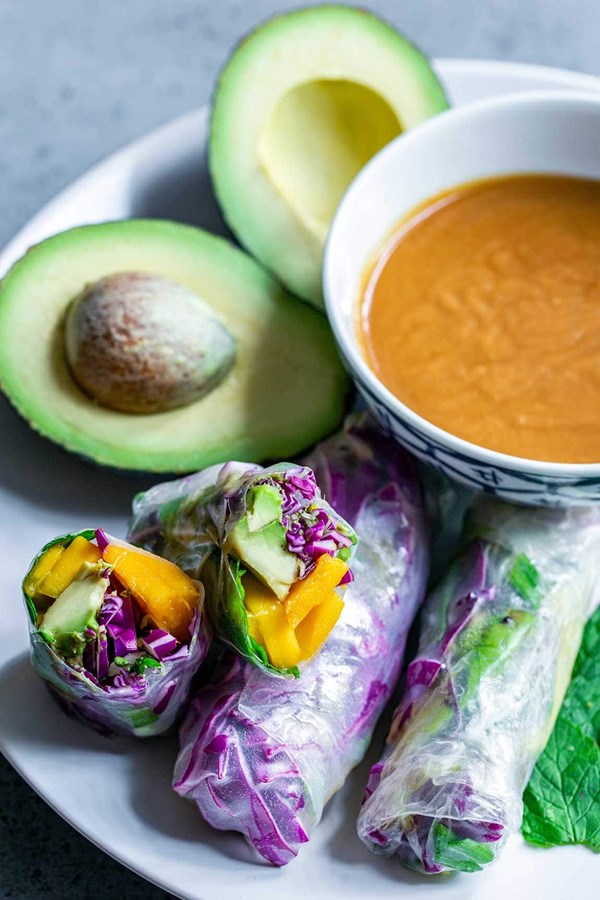 Mango avocado summer rolls